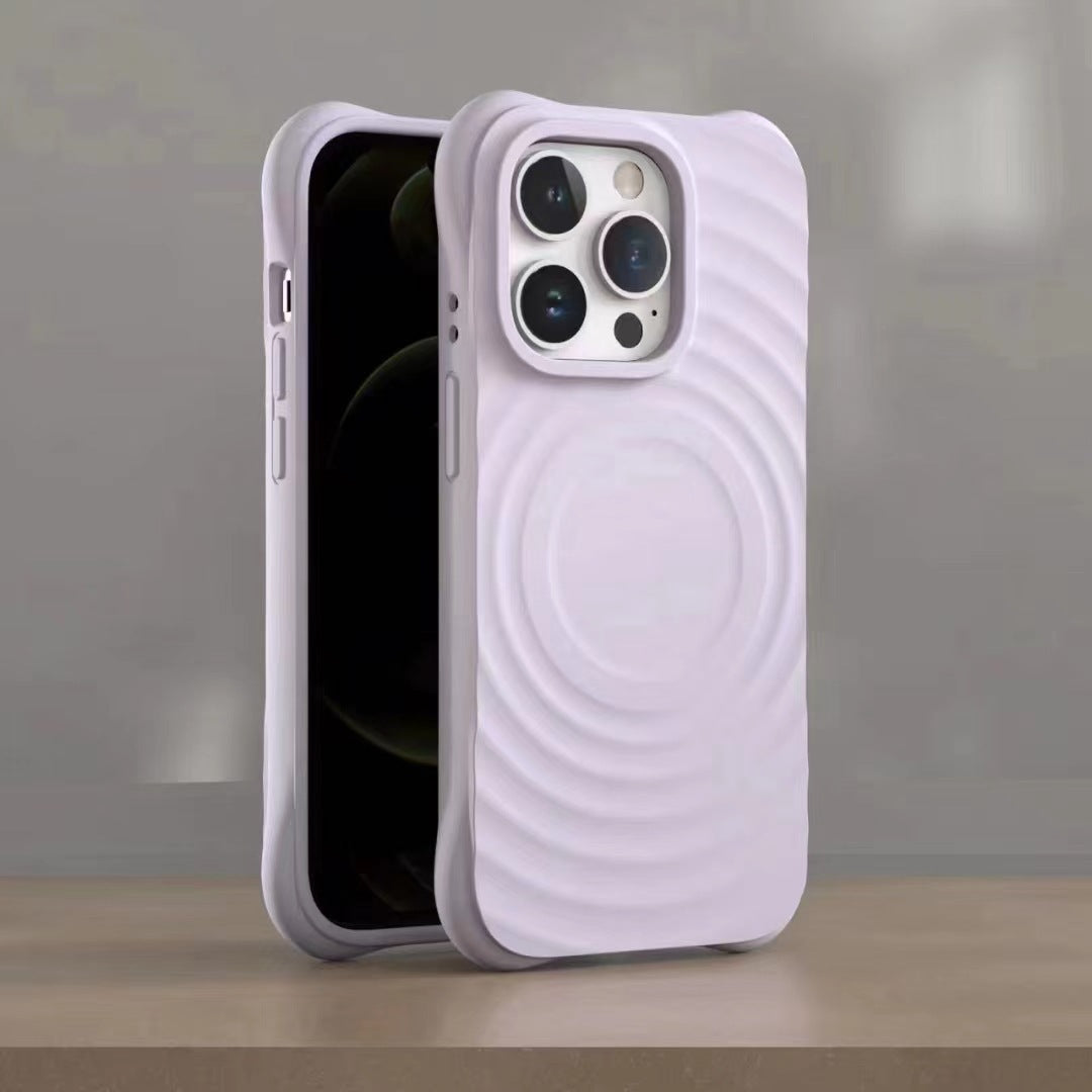 Magnetic Wave Absorbing Ripple Shell Phone Case Solid Color Liquid Silicone Hard Protective Cover - Bellarte Enchanté Magnetic Wave Absorbing Ripple Shell Phone Case Solid Color Liquid Silicone Hard Protective Cover