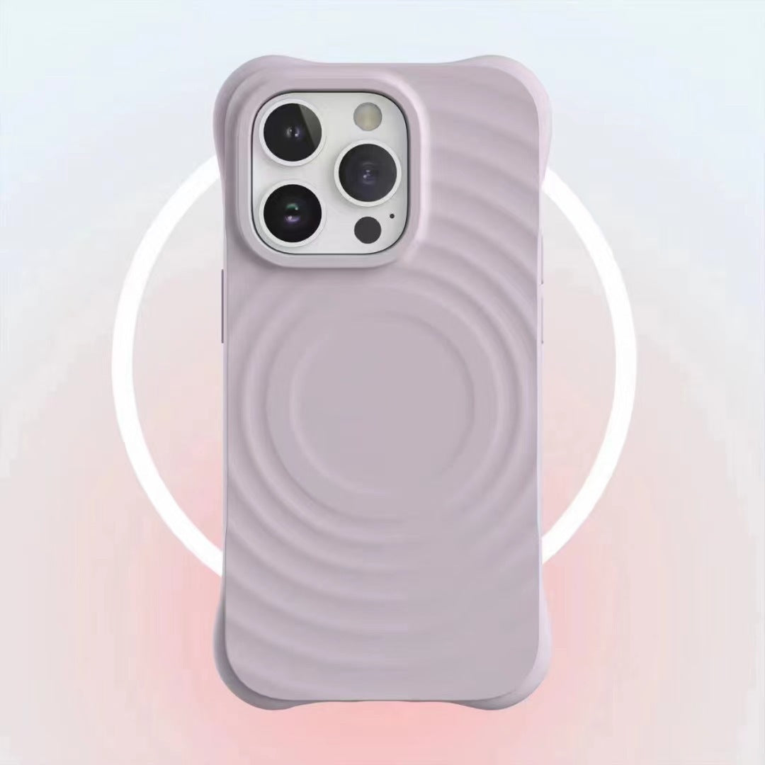Magnetic Wave Absorbing Ripple Shell Phone Case Solid Color Liquid Silicone Hard Protective Cover - Bellarte Enchanté Magnetic Wave Absorbing Ripple Shell Phone Case Solid Color Liquid Silicone Hard Protective Cover