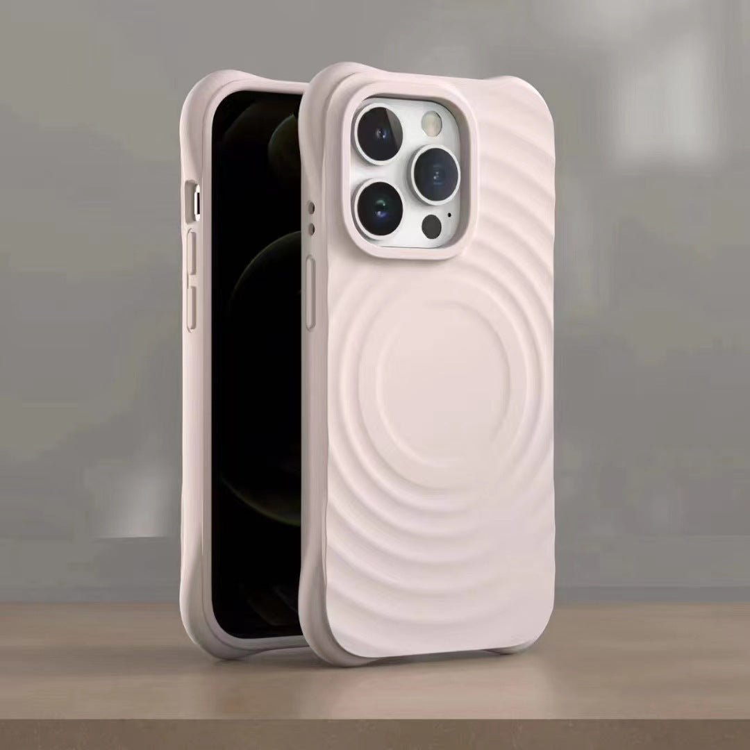 Magnetic Wave Absorbing Ripple Shell Phone Case Solid Color Liquid Silicone Hard Protective Cover - Bellarte Enchanté Magnetic Wave Absorbing Ripple Shell Phone Case Solid Color Liquid Silicone Hard Protective Cover