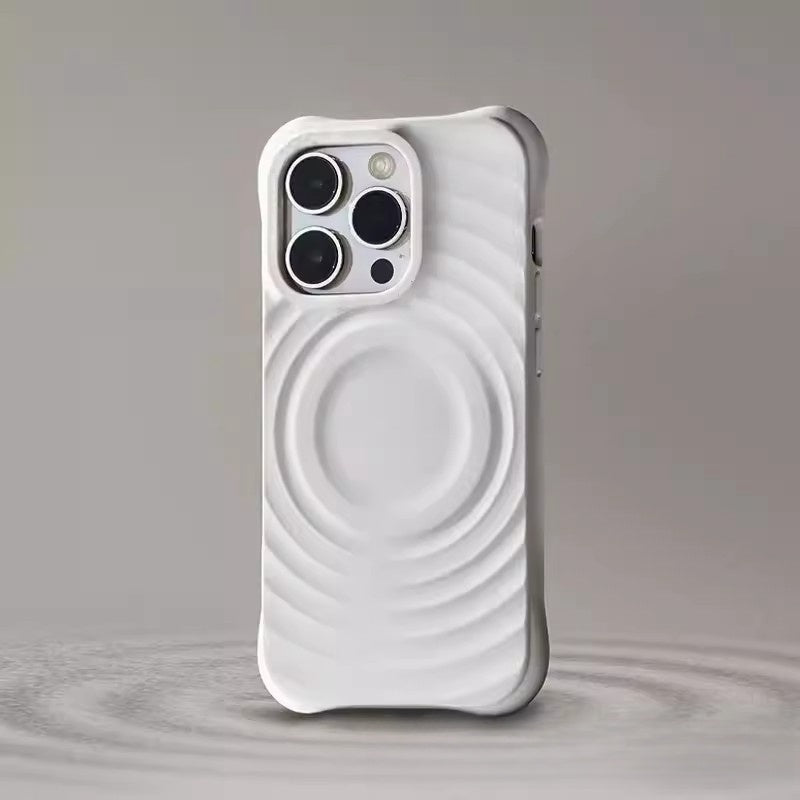 Magnetic Wave Absorbing Ripple Shell Phone Case Solid Color Liquid Silicone Hard Protective Cover - Bellarte Enchanté Magnetic Wave Absorbing Ripple Shell Phone Case Solid Color Liquid Silicone Hard Protective Cover