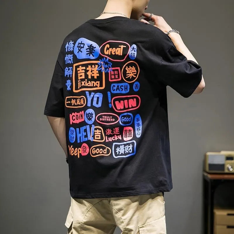 Men Manga Graffiti Tees Fashion Tops T-Shirt - Bellarte Enchanté Men Manga Graffiti Tees Fashion Tops T-Shirt