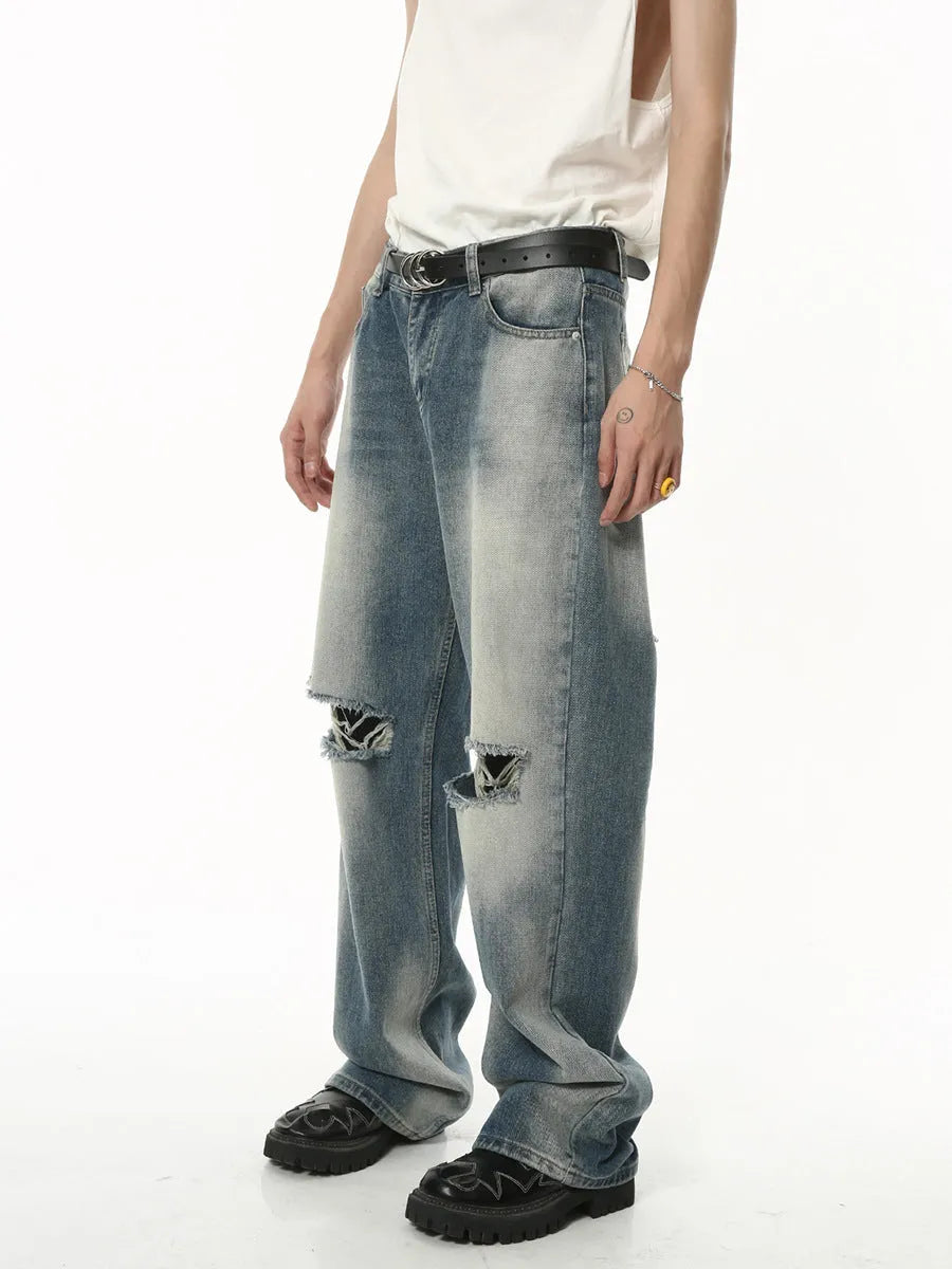 Men's American Style Loose Vintage Ripped Jeans - Bellarte Enchanté Men's American Style Loose Vintage Ripped Jeans