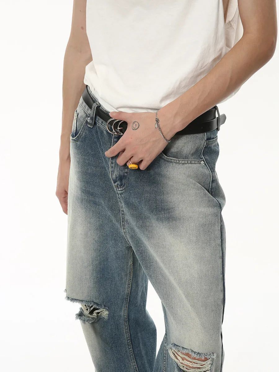 Men's American Style Loose Vintage Ripped Jeans - Bellarte Enchanté Men's American Style Loose Vintage Ripped Jeans