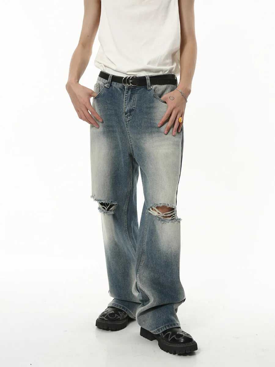 Men's American Style Loose Vintage Ripped Jeans - Bellarte Enchanté Men's American Style Loose Vintage Ripped Jeans