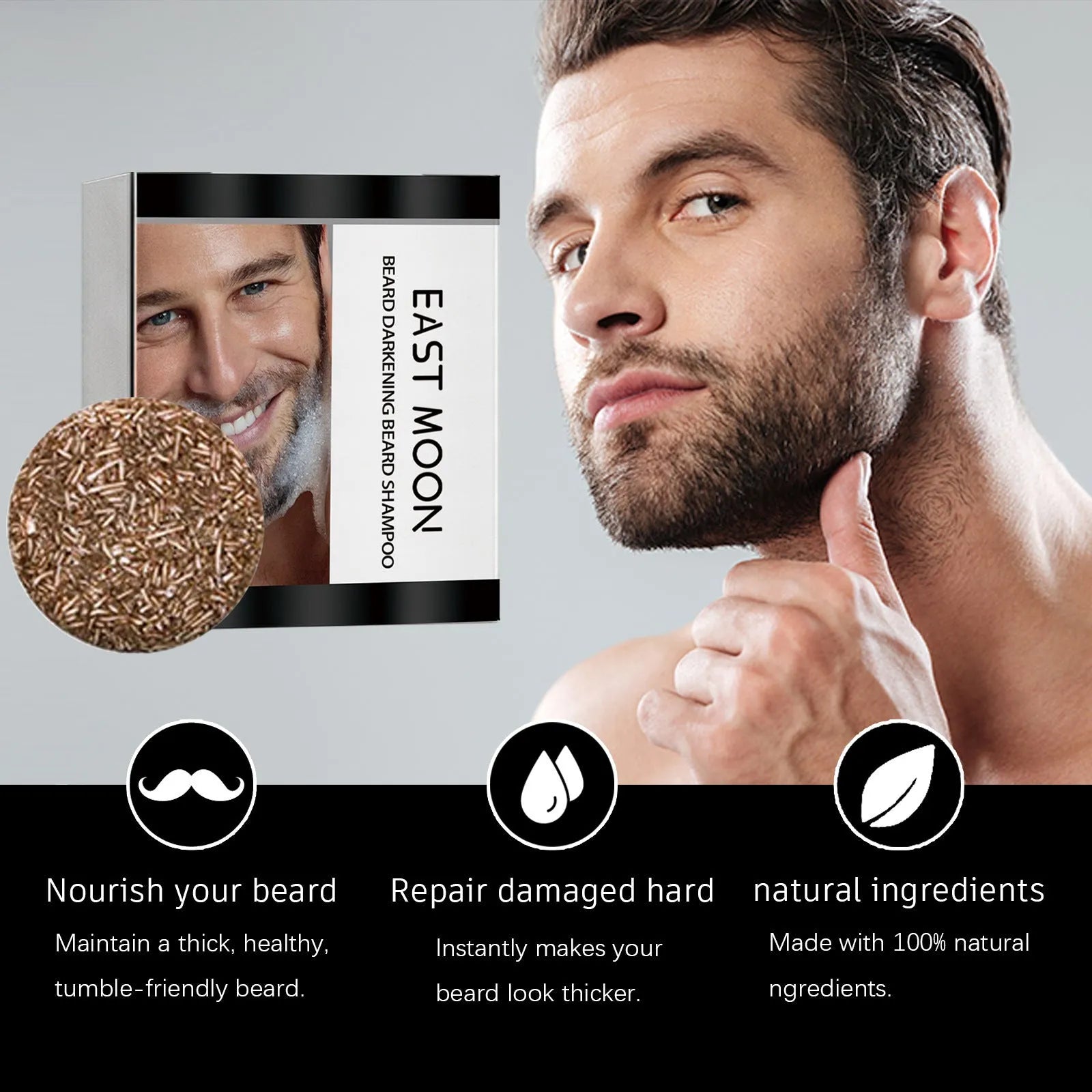 Men's Beard Black Thick Mild Care Soap - Bellarte Enchanté Men's Beard Black Thick Mild Care Soap