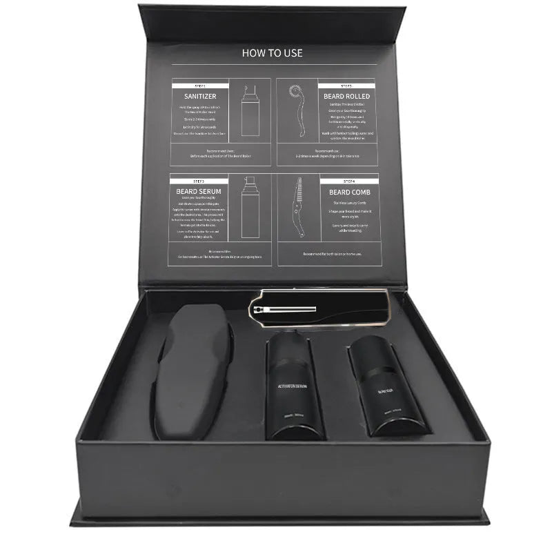 Men's Beard Grooming Kit Beard Roller Cleaning Disinfectant - Bellarte Enchanté Men's Beard Grooming Kit Beard Roller Cleaning Disinfectant