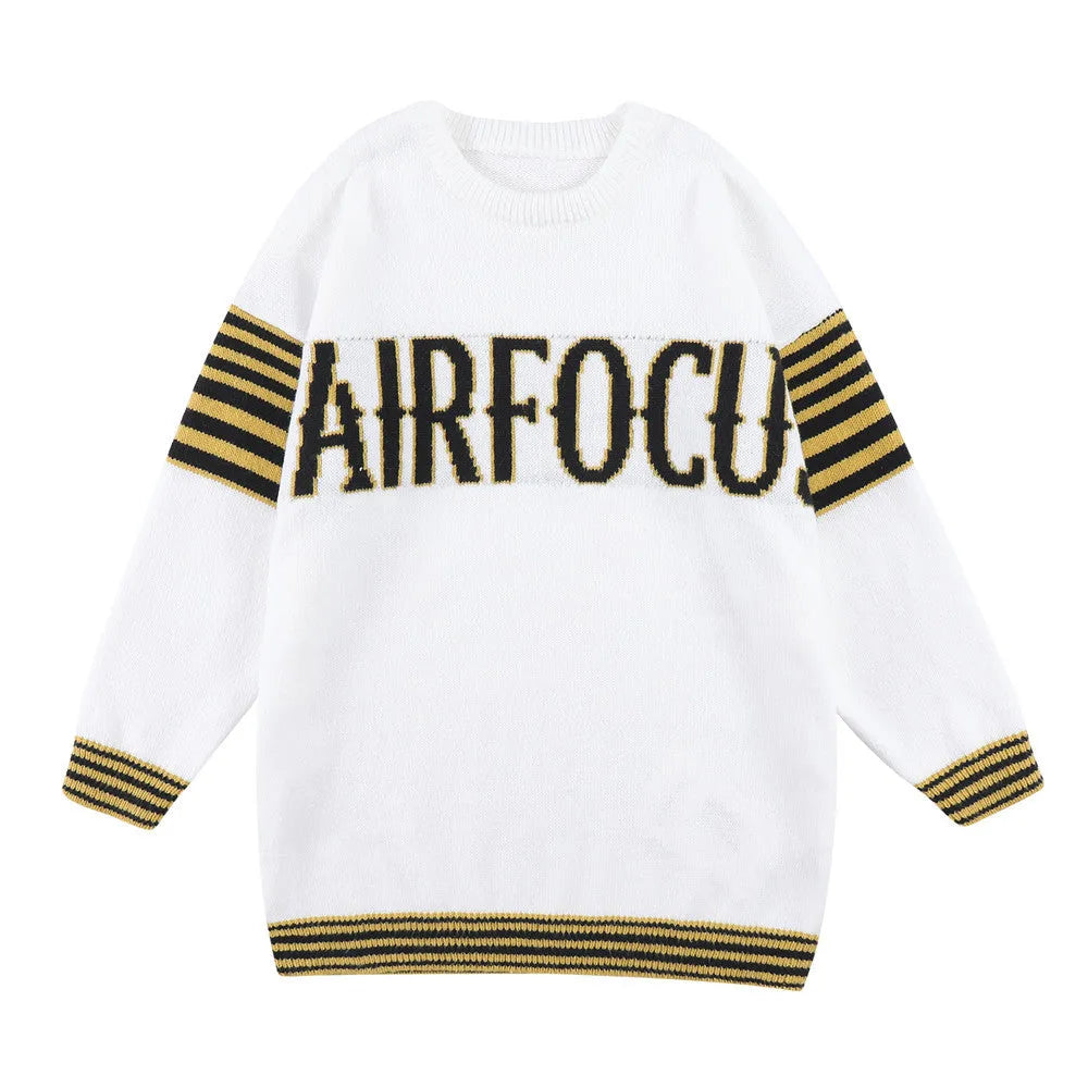 Men's Colorblock Alphabet Jacquard Pullover Sweater - Bellarte Enchanté Men's Colorblock Alphabet Jacquard Pullover Sweater