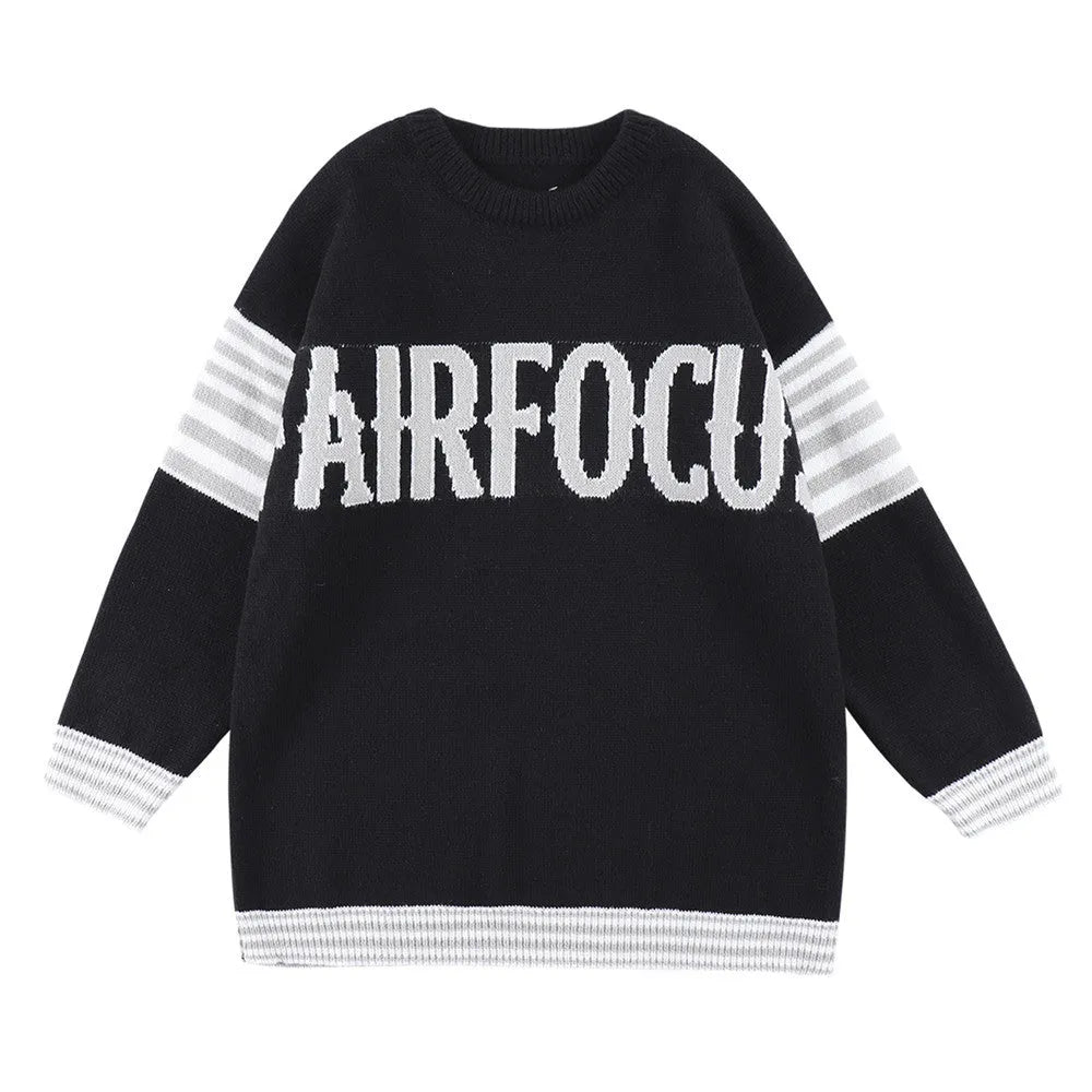 Men's Colorblock Alphabet Jacquard Pullover Sweater - Bellarte Enchanté Men's Colorblock Alphabet Jacquard Pullover Sweater