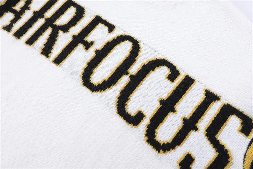 Men's Colorblock Alphabet Jacquard Pullover Sweater - Bellarte Enchanté Men's Colorblock Alphabet Jacquard Pullover Sweater
