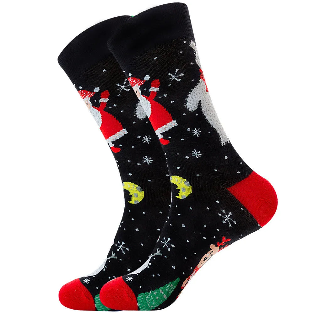 Men's Socks Santa Claus Moose Men's Mid-tube Socks Tide Cotton Socks - Bellarte Enchanté Men's Socks Santa Claus Moose Men's Mid-tube Socks Tide Cotton Socks