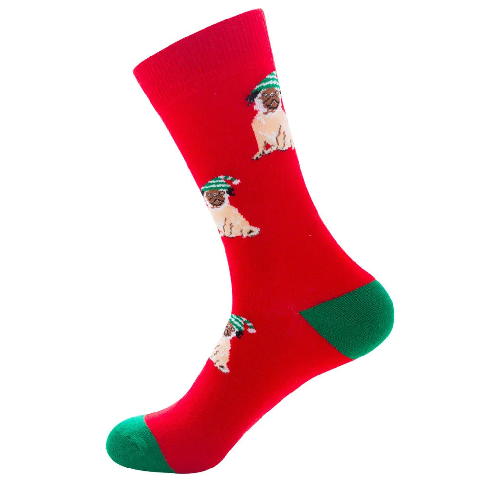 Men's Socks Santa Claus Moose Men's Mid-tube Socks Tide Cotton Socks - Bellarte Enchanté Men's Socks Santa Claus Moose Men's Mid-tube Socks Tide Cotton Socks