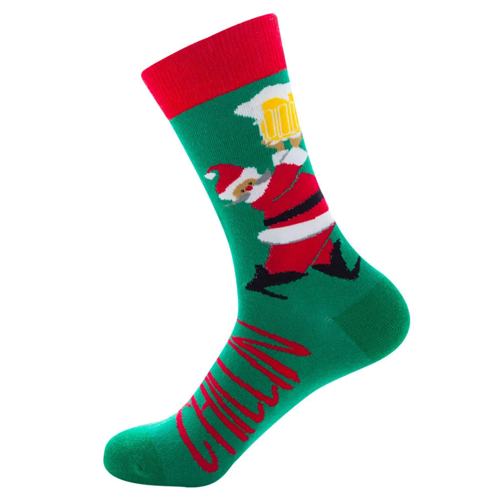 Men's Socks Santa Claus Moose Men's Mid-tube Socks Tide Cotton Socks - Bellarte Enchanté Men's Socks Santa Claus Moose Men's Mid-tube Socks Tide Cotton Socks