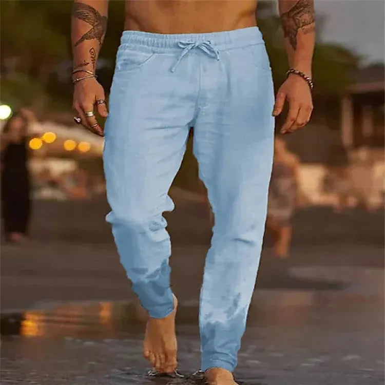 Men's Solid Color Cotton Linen Loose Beach Casual Pants - Bellarte Enchanté Men's Solid Color Cotton Linen Loose Beach Casual Pants