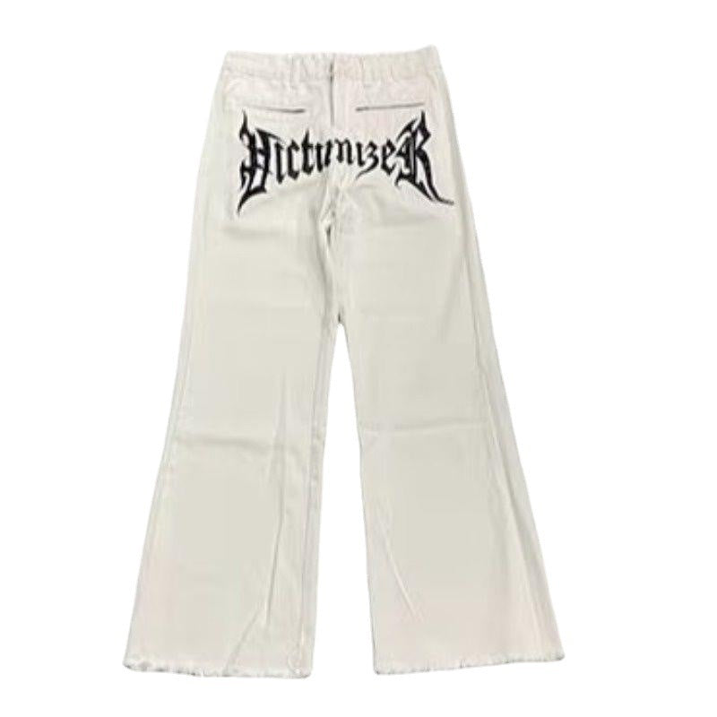 Men's Straight Loose Letter Embroidery Jeans - Bellarte Enchanté Men's Straight Loose Letter Embroidery Jeans