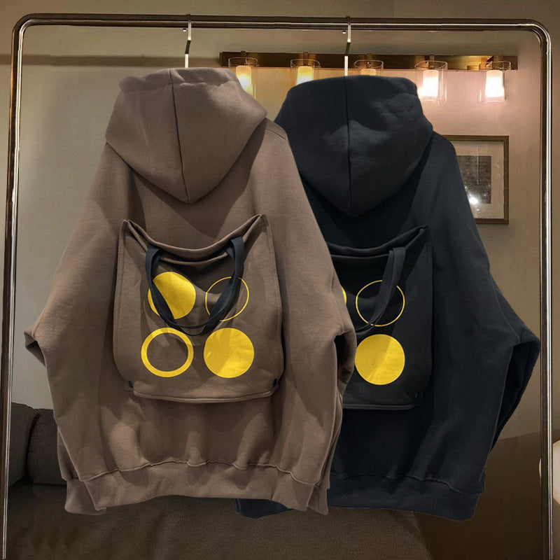 Men's Tote Bag Design Hooded Sweatshirt - Bellarte Enchanté Men's Tote Bag Design Hooded Sweatshirt