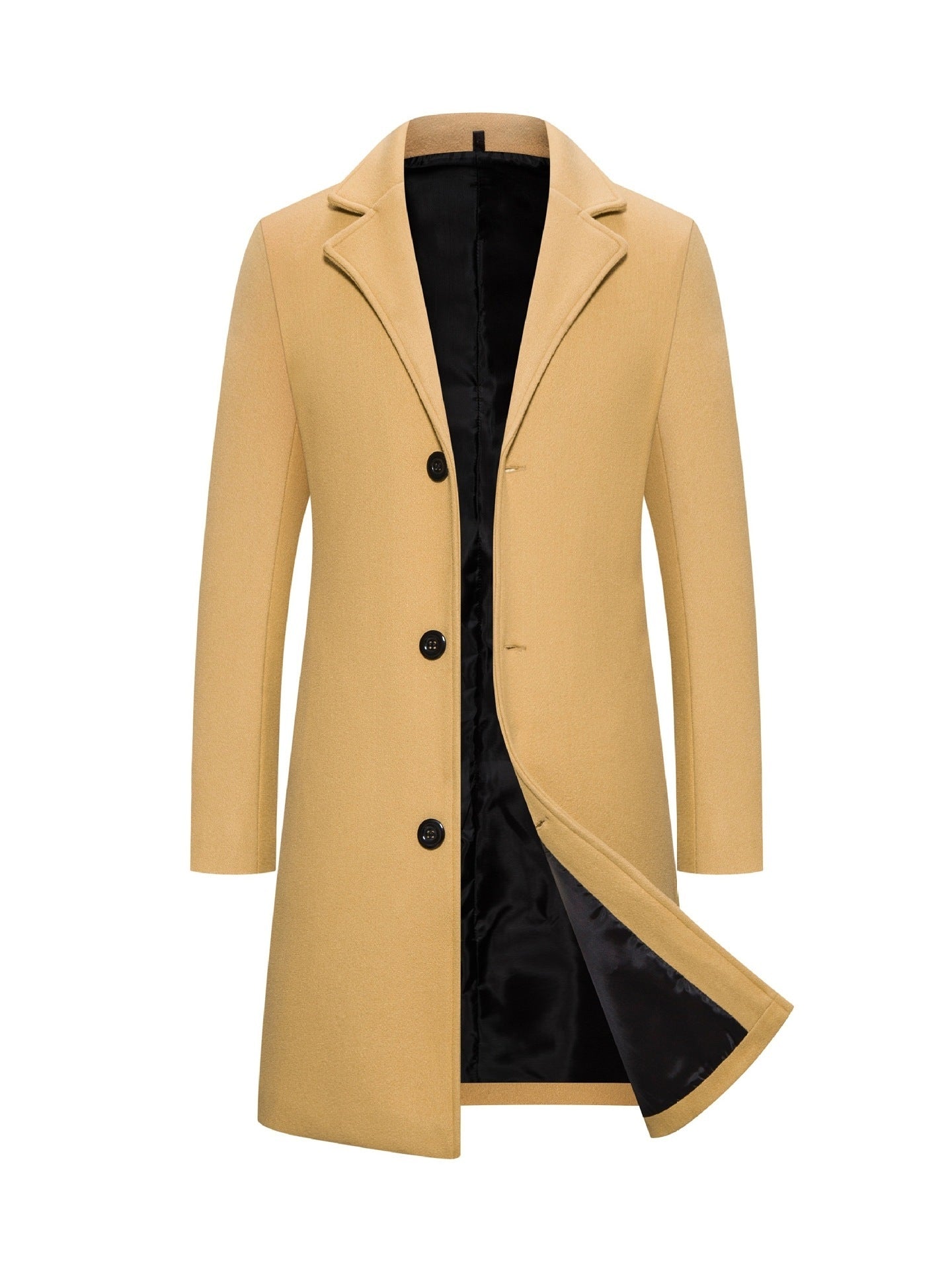 Men's Woolen Coat Slim-fit Mid-length Trench Coat - Bellarte Enchanté Men's Woolen Coat Slim-fit Mid-length Trench Coat