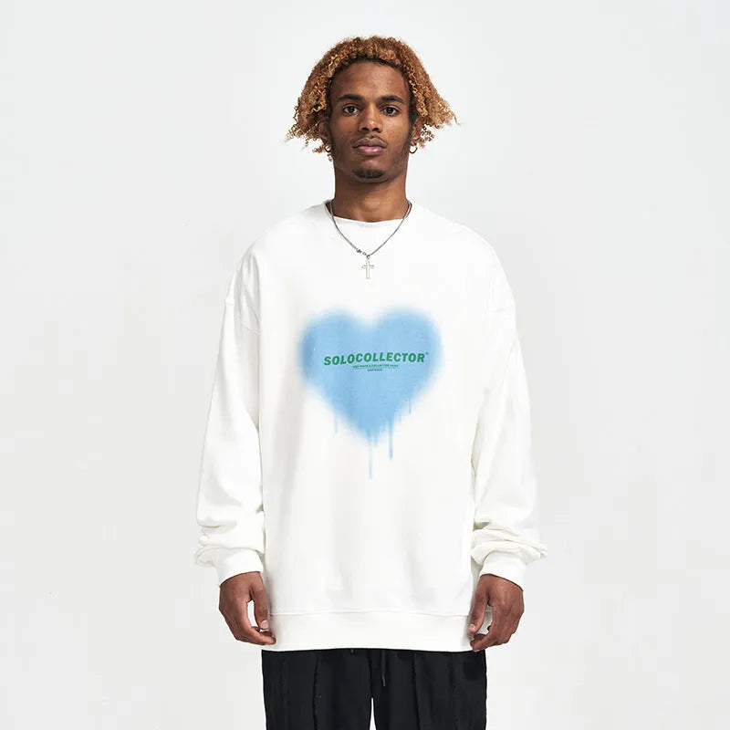 Men Women Love Printed Loose Round Collar Hoodie - Bellarte Enchanté Men Women Love Printed Loose Round Collar Hoodie