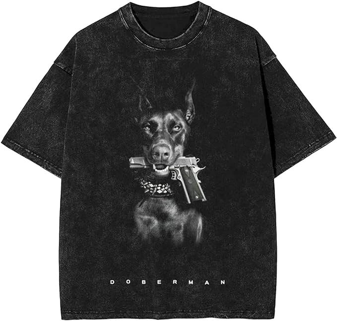 Men Women Streetwear Hip Hop Oversized T Shirt Funny Doberma - Bellarte Enchanté Men Women Streetwear Hip Hop Oversized T Shirt Funny Doberma