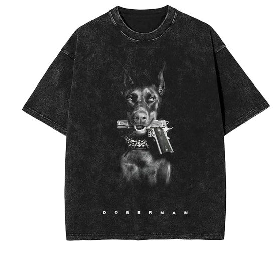 Men Women Streetwear Hip Hop Oversized T Shirt Funny Doberma - Bellarte Enchanté Men Women Streetwear Hip Hop Oversized T Shirt Funny Doberma