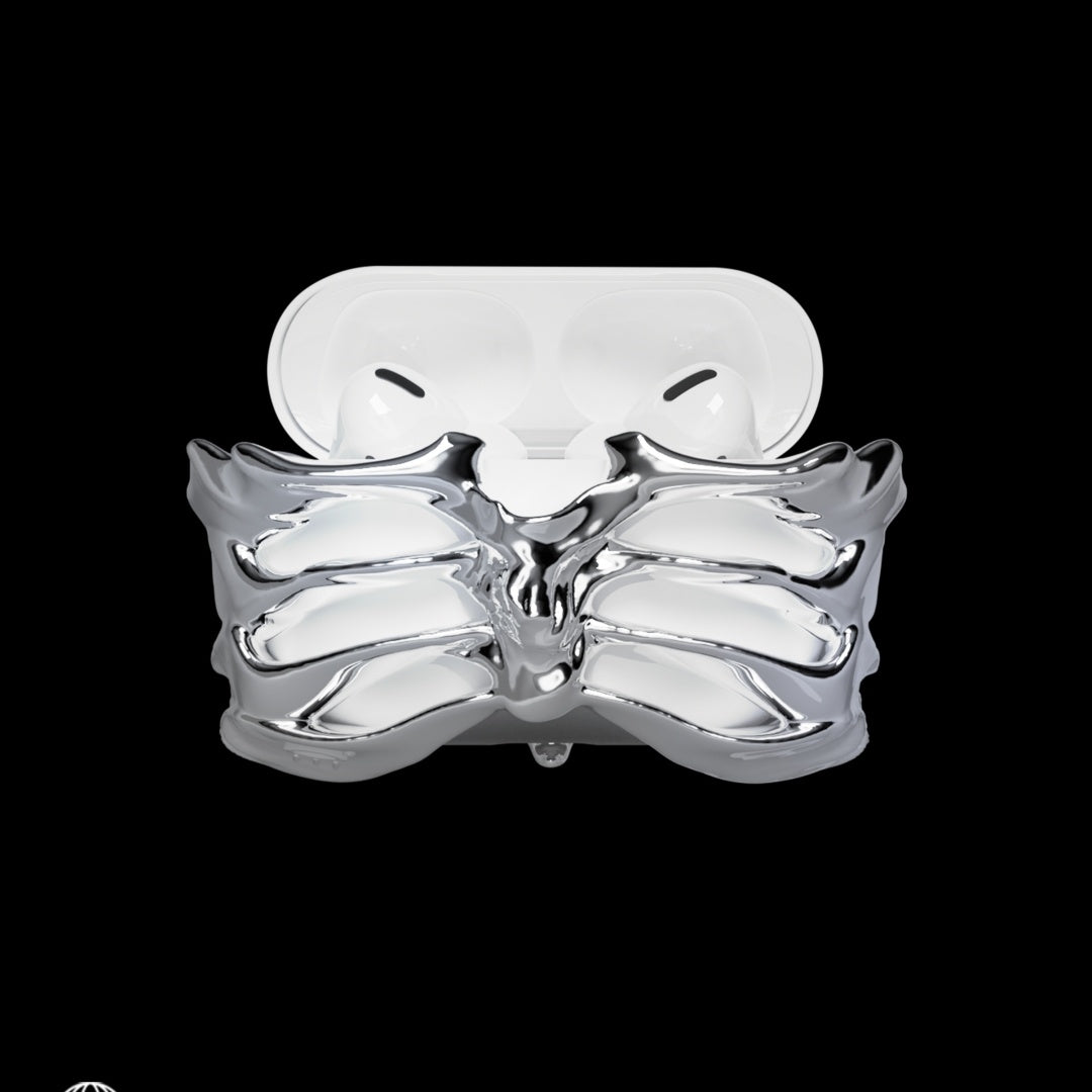 Metal Coated Silver Electroplated Bone Earphone Case - Bellarte Enchanté Metal Coated Silver Electroplated Bone Earphone Case
