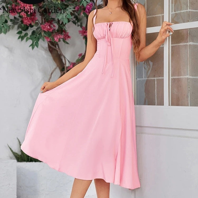 Mid-length Corset Elegant Slit Lace-up Women's Outing Leisure Dress - Bellarte Enchanté Mid-length Corset Elegant Slit Lace-up Women's Outing Leisure Dress