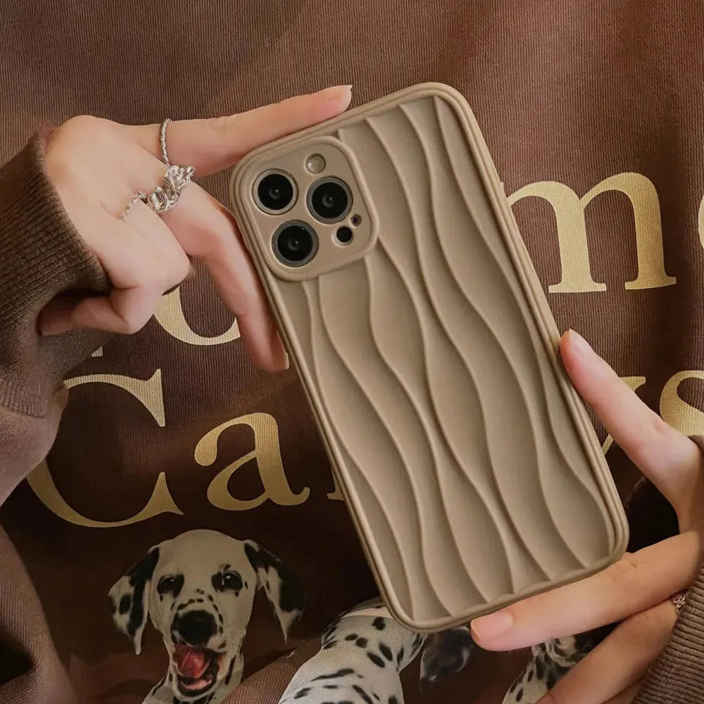 Milk Coffee Color Corrugated Mobile Phone Shell - Bellarte Enchanté Milk Coffee Color Corrugated Mobile Phone Shell
