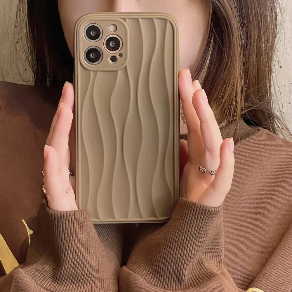 Milk Coffee Color Corrugated Mobile Phone Shell - Bellarte Enchanté Milk Coffee Color Corrugated Mobile Phone Shell