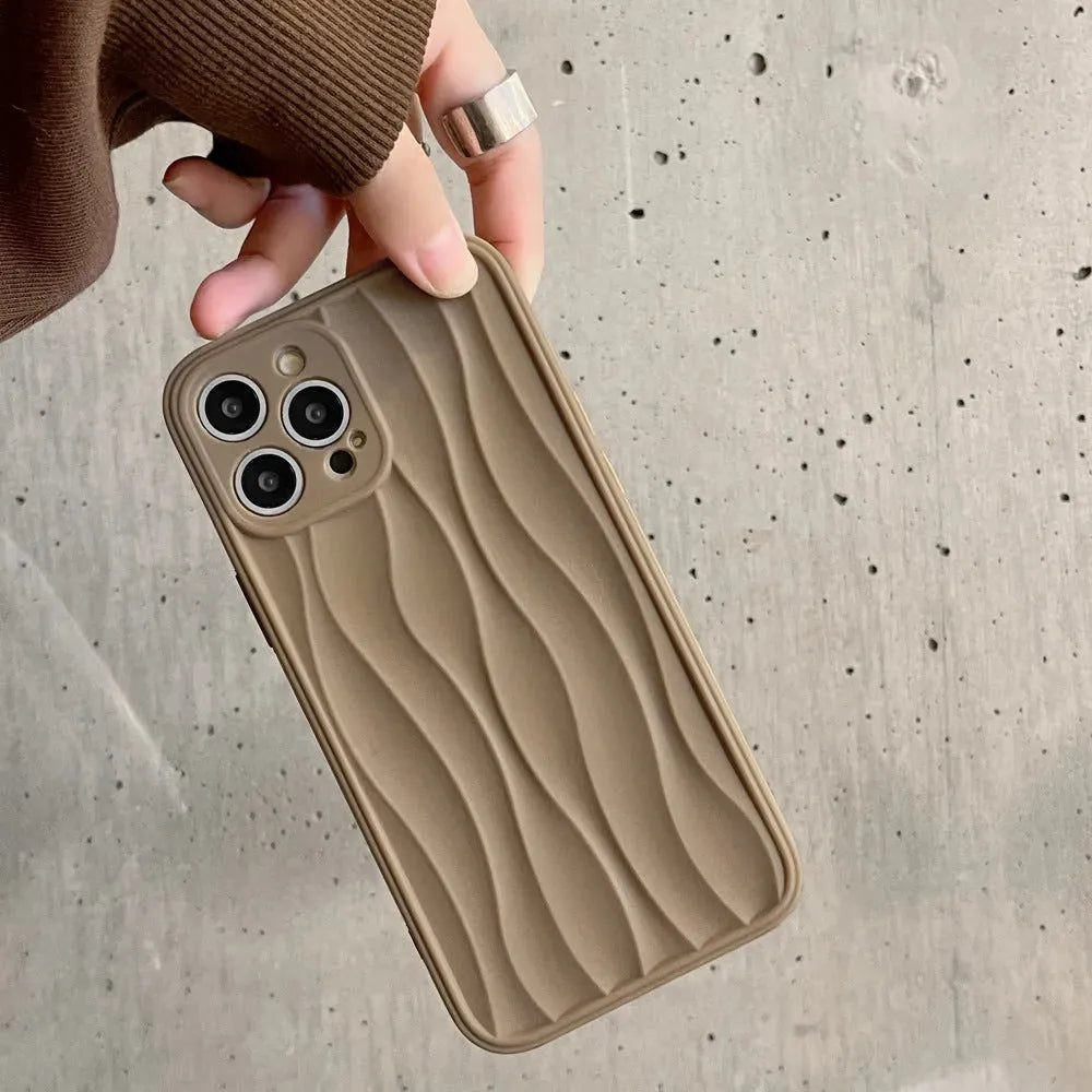Milk Coffee Color Corrugated Mobile Phone Shell - Bellarte Enchanté Milk Coffee Color Corrugated Mobile Phone Shell