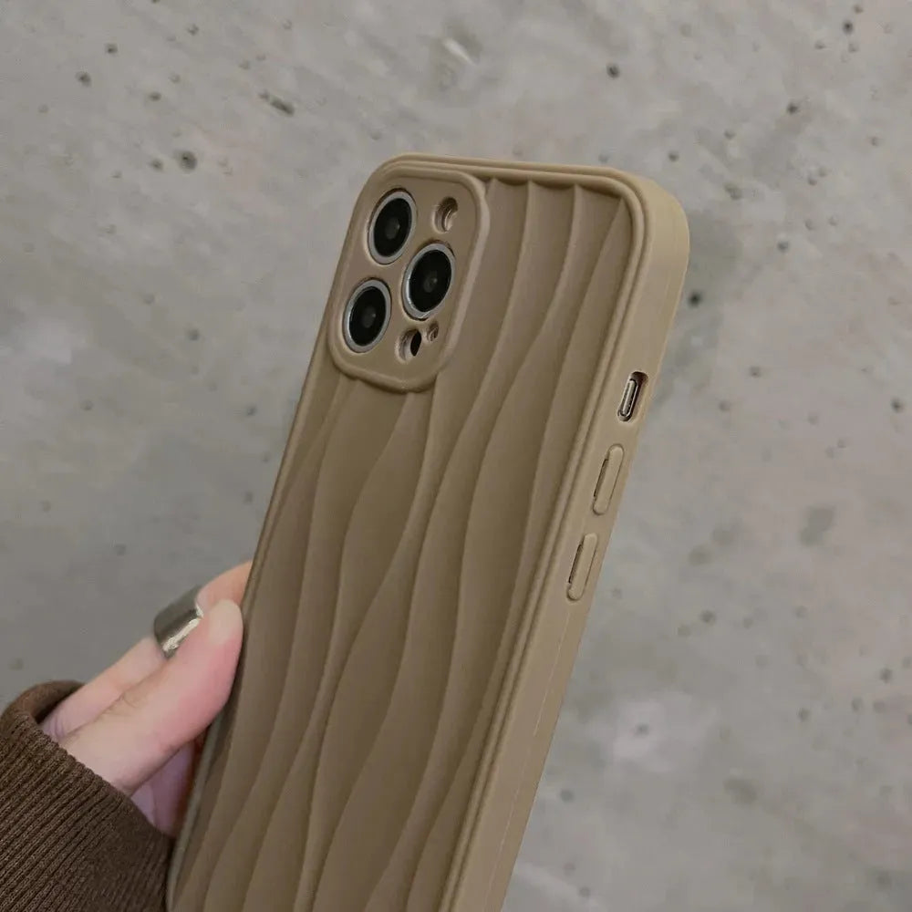 Milk Coffee Color Corrugated Mobile Phone Shell - Bellarte Enchanté Milk Coffee Color Corrugated Mobile Phone Shell
