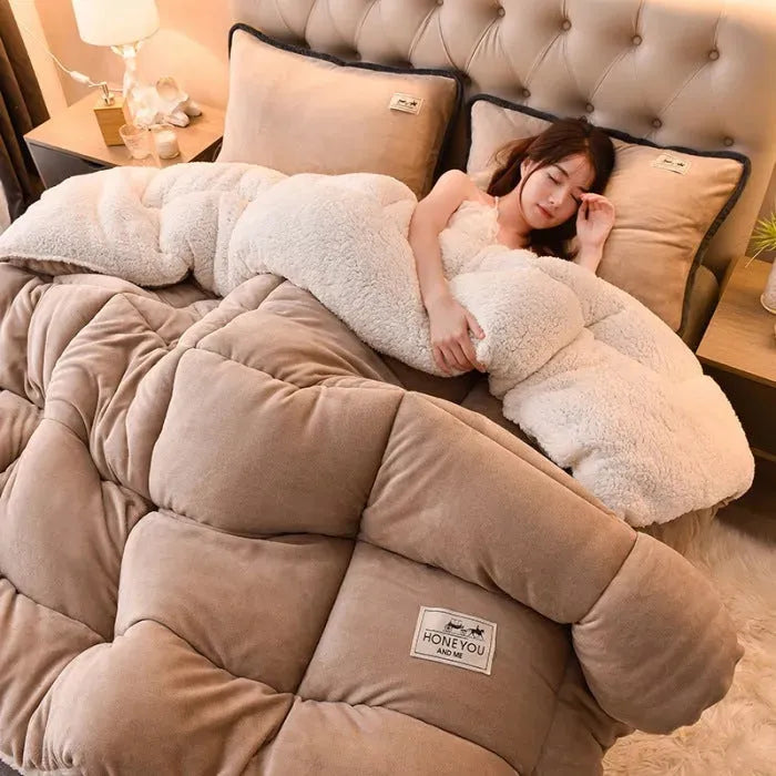 Milk Double-sided Velvet Lamb Winter Quilt - Bellarte Enchanté Milk Double-sided Velvet Lamb Winter Quilt