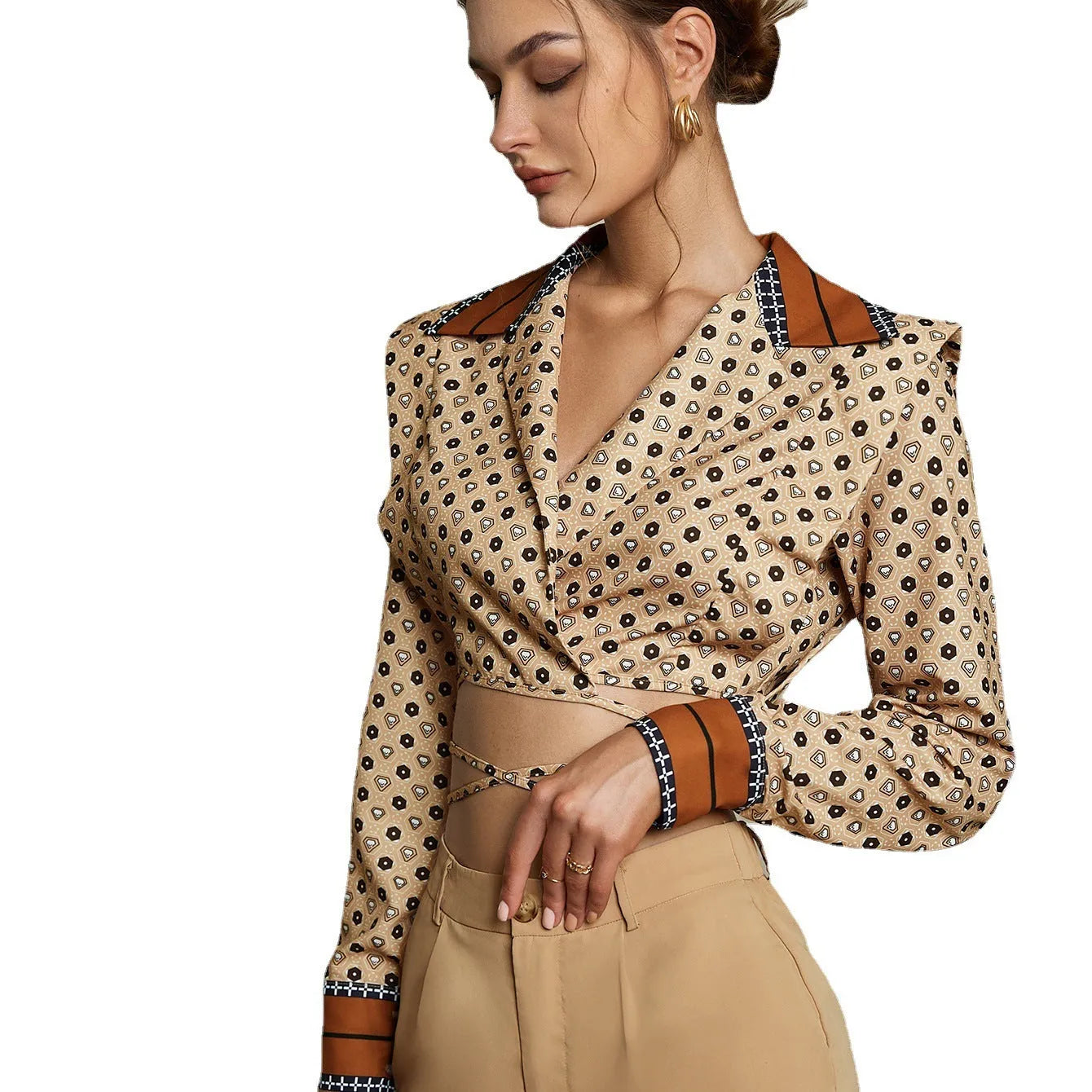 Minimalist Cropped Commuter Lapel Slim Fit Blouse - Bellarte Enchanté Minimalist Cropped Commuter Lapel Slim Fit Blouse