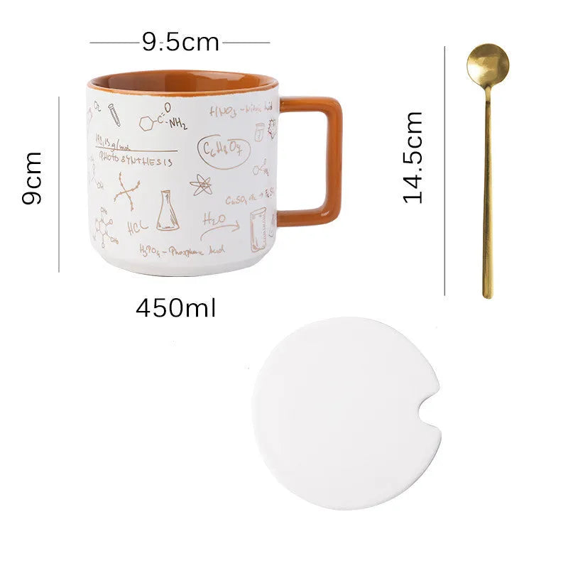 Mug High-Value Black Office Ceramic Mug With Lid and Spoon American - Bellarte Enchanté Mug High-Value Black Office Ceramic Mug With Lid and Spoon American