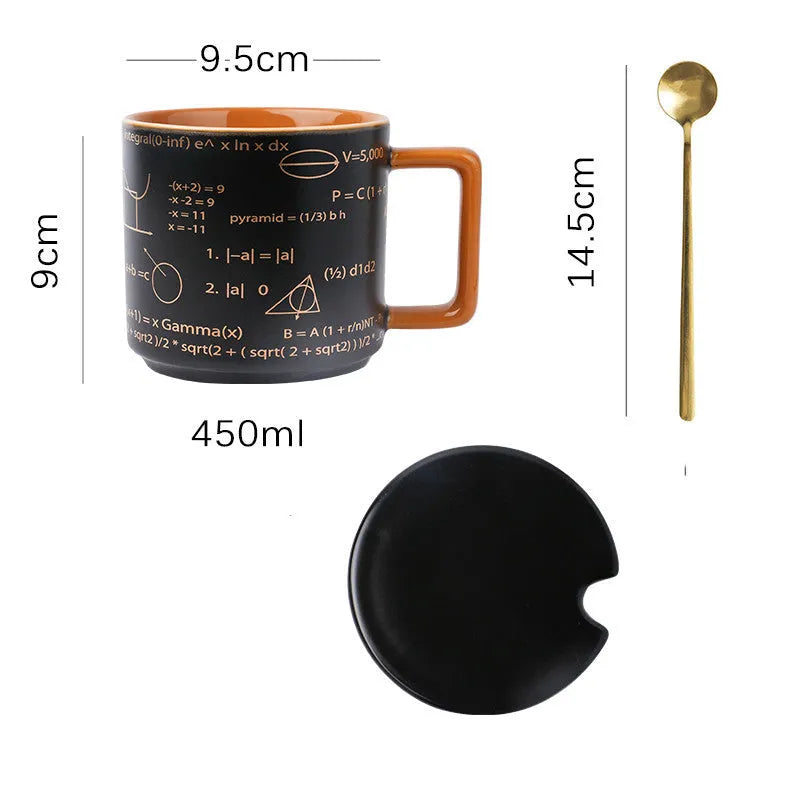 Mug High-Value Black Office Ceramic Mug With Lid and Spoon American - Bellarte Enchanté Mug High-Value Black Office Ceramic Mug With Lid and Spoon American