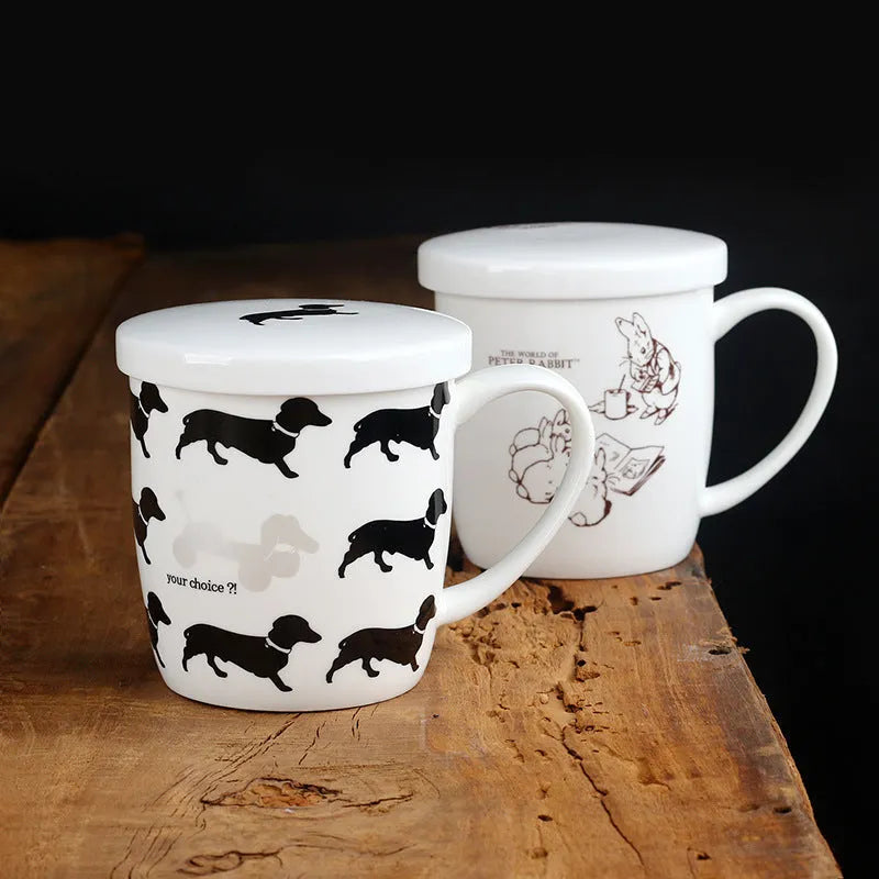 Mug With Lid Ceramic Coffee Cup Microwave Milk Cup Breakfast Cup Personalized Mug - Bellarte Enchanté Mug With Lid Ceramic Coffee Cup Microwave Milk Cup Breakfast Cup Personalized Mug