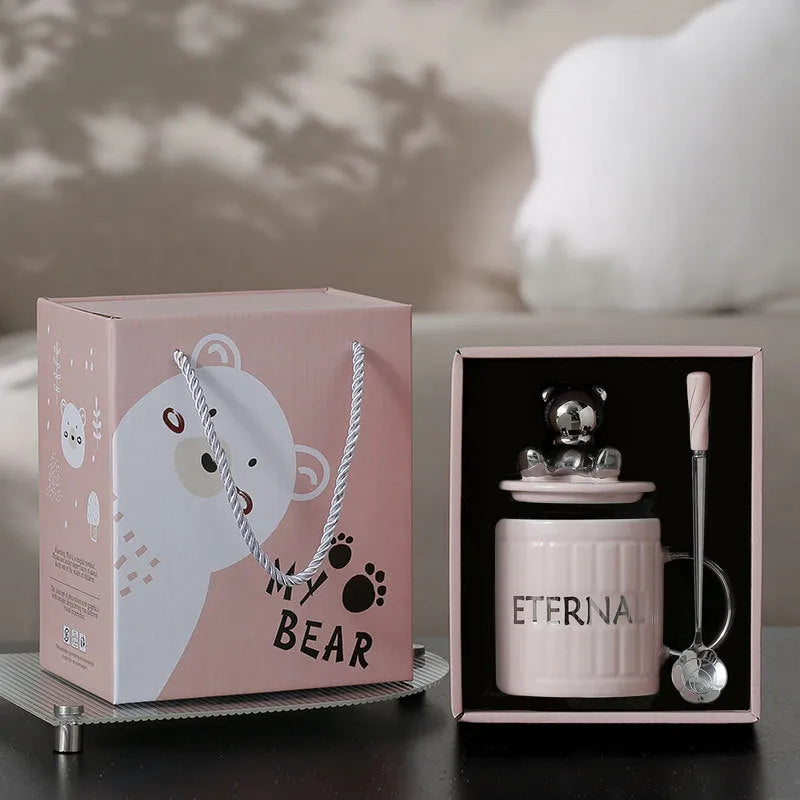 Mug With Lid Spoon Creative Ceramic Mug - Bellarte Enchanté Mug With Lid Spoon Creative Ceramic Mug