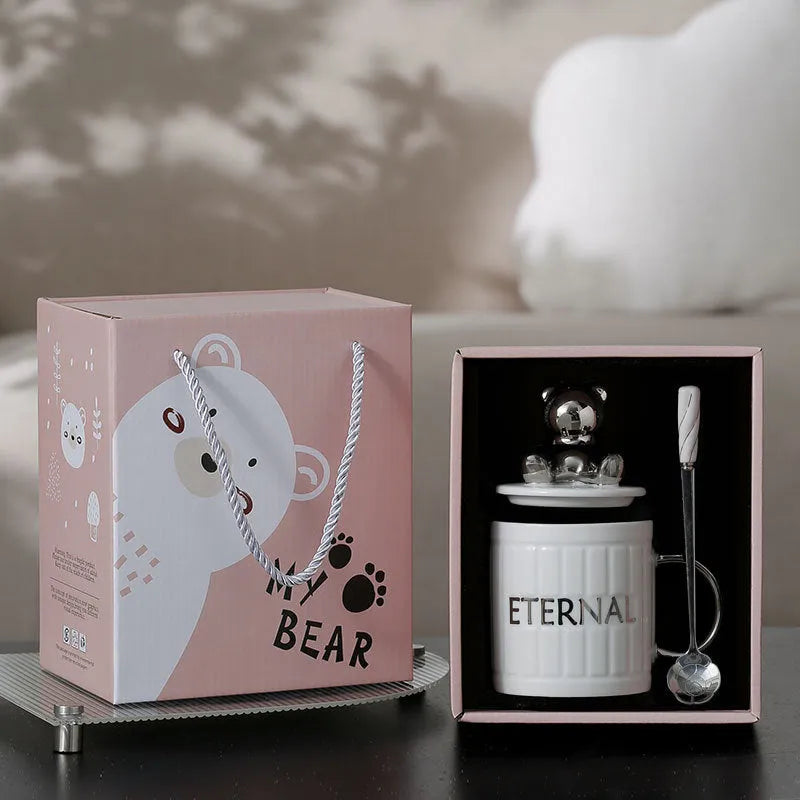 Mug With Lid Spoon Creative Ceramic Mug - Bellarte Enchanté Mug With Lid Spoon Creative Ceramic Mug