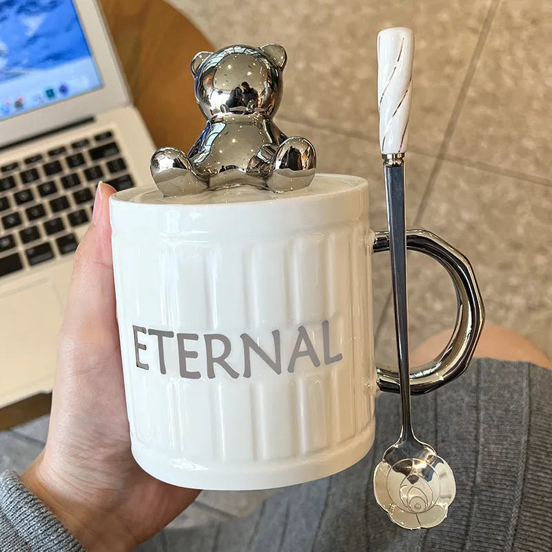 Mug With Lid Spoon Creative Ceramic Mug - Bellarte Enchanté Mug With Lid Spoon Creative Ceramic Mug