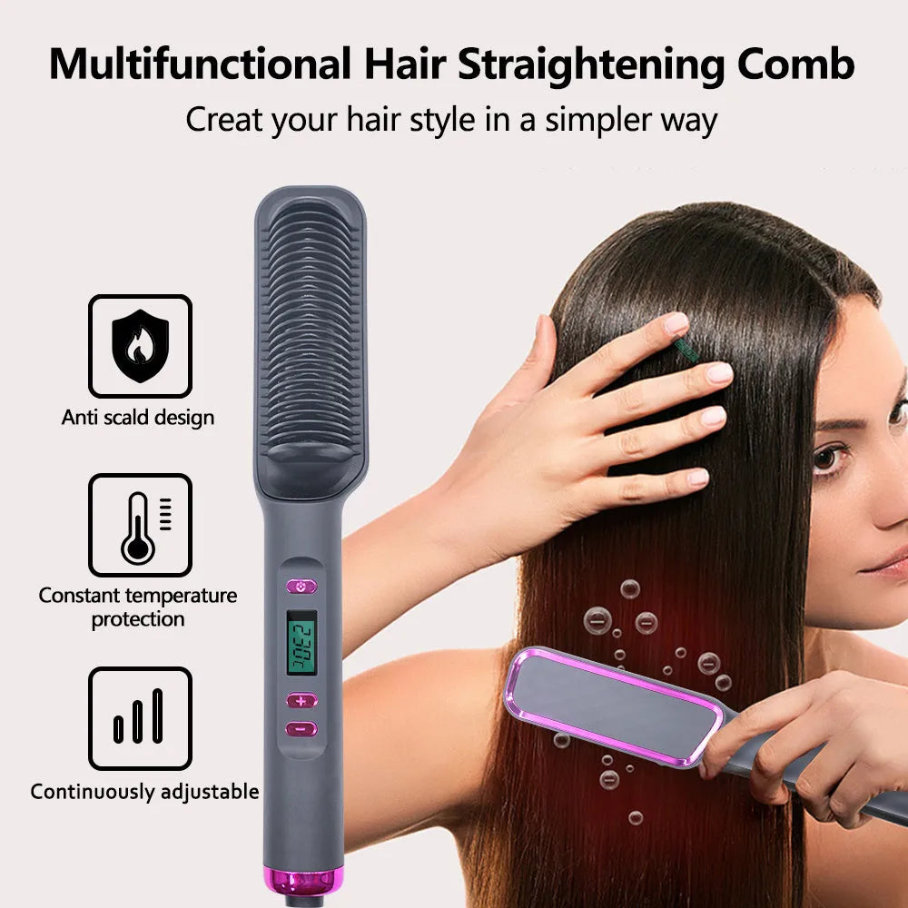 Multifunctional Anti-scald Negative Ion Straight Curling Comb - Bellarte Enchanté Multifunctional Anti-scald Negative Ion Straight Curling Comb