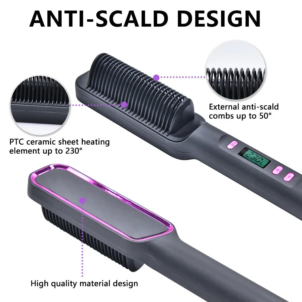 Multifunctional Anti-scald Negative Ion Straight Curling Comb - Bellarte Enchanté Multifunctional Anti-scald Negative Ion Straight Curling Comb