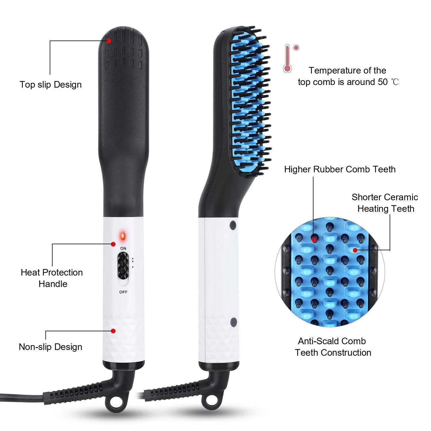 Multifunctional Hair Straightener Hair Comb Brush Men Beard Straightener Straightening - Bellarte Enchanté Multifunctional Hair Straightener Hair Comb Brush Men Beard Straightener Straightening
