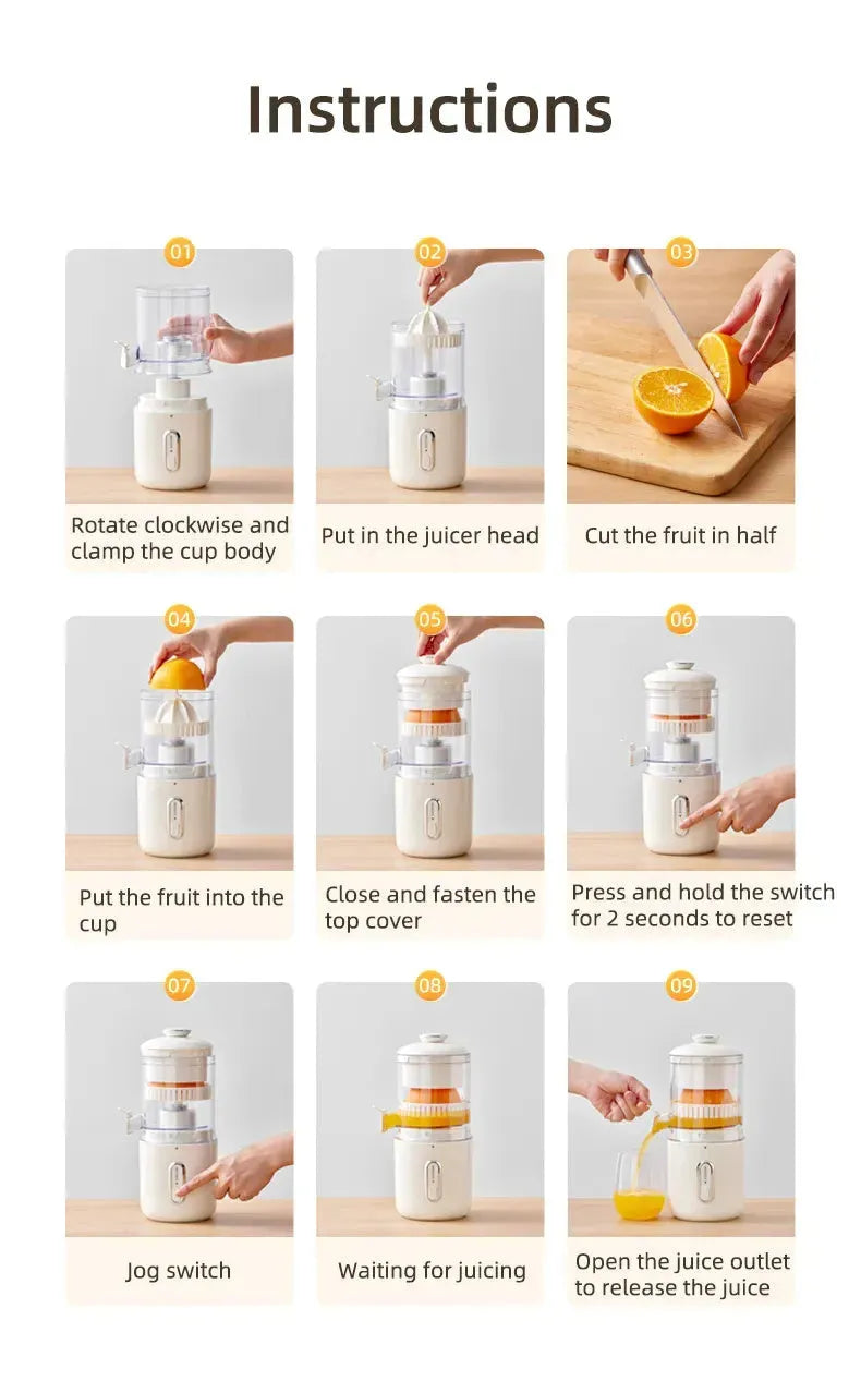 Multifunctional Wireless Electric Juicer Steel Orange Lemon Blender USB Portable Mini Fruit Squeezer Pressure Juicer Kitchen - Bellarte Enchanté Multifunctional Wireless Electric Juicer Steel Orange Lemon Blender USB Portable Mini Fruit Squeezer Pressure Juicer Kitchen