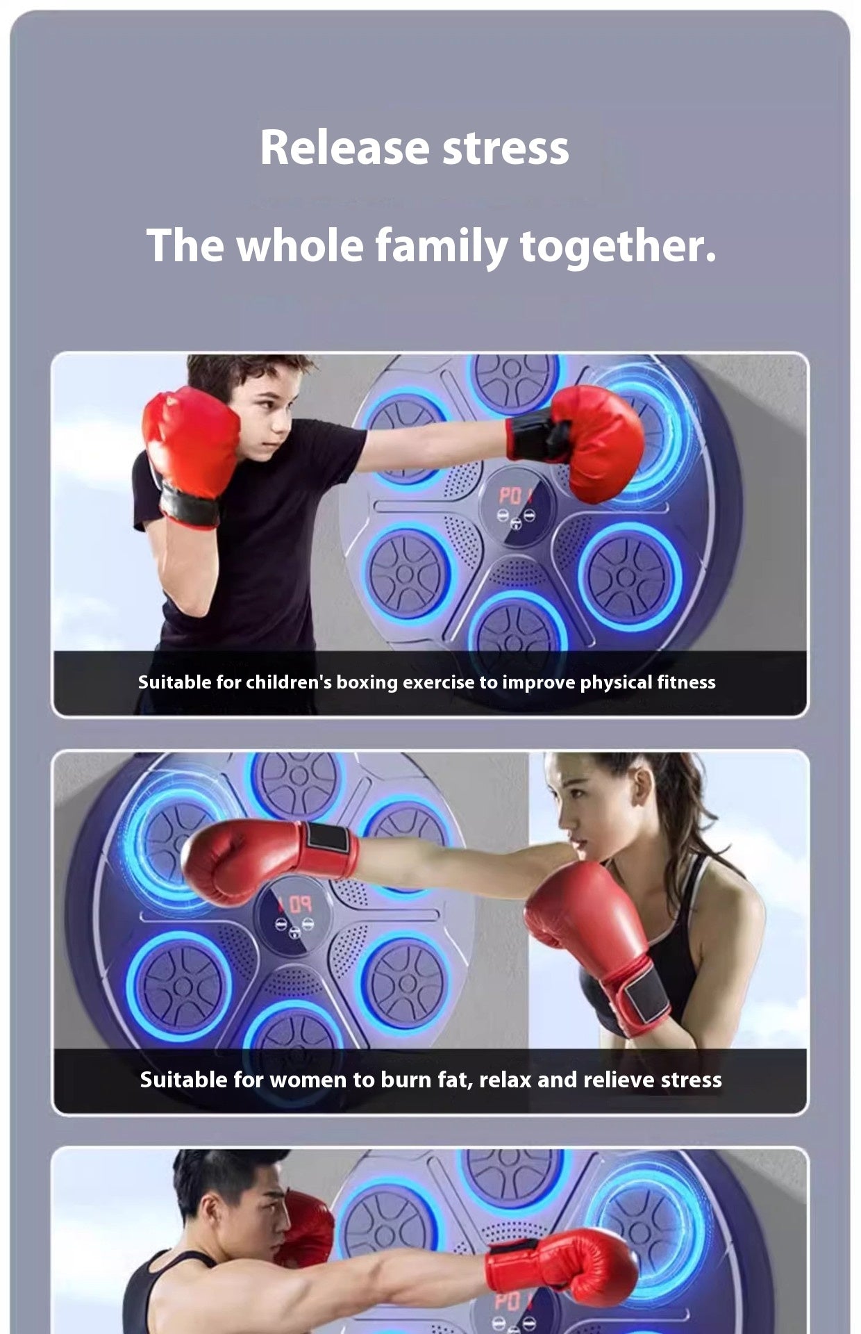 Music Boxing Machine Household With RGB Light Bluetooth-compatible Adults Mode Speed Adjustable For Indoor Kickboxing Karate Fitness Home - Bellarte Enchanté Music Boxing Machine Household With RGB Light Bluetooth-compatible Adults Mode Speed Adjustable For Indoor Kickboxing Karate Fitness Home