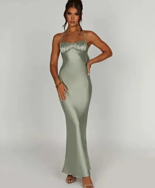 Neck Sexy Open Back Slim Fit Women's Dress - Bellarte Enchanté Neck Sexy Open Back Slim Fit Women's Dress