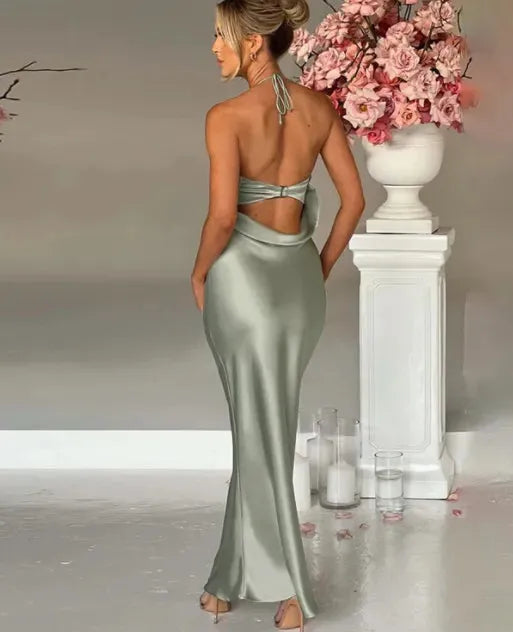 Neck Sexy Open Back Slim Fit Women's Dress - Bellarte Enchanté Neck Sexy Open Back Slim Fit Women's Dress