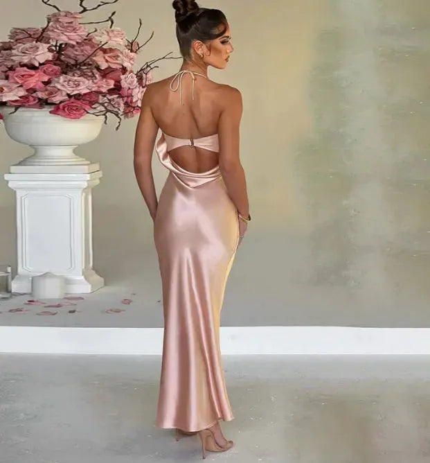 Neck Sexy Open Back Slim Fit Women's Dress - Bellarte Enchanté Neck Sexy Open Back Slim Fit Women's Dress
