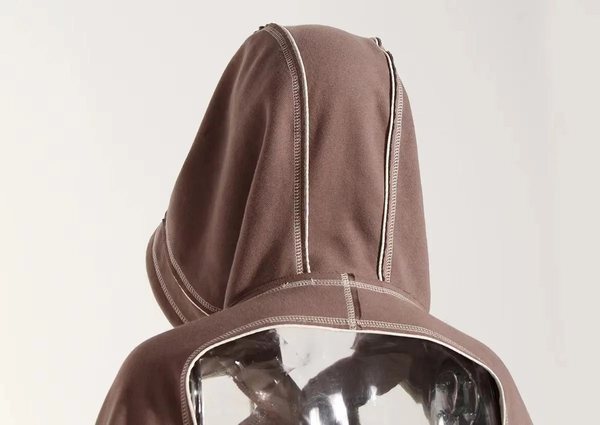 New Color Contrast Bright Line Short Hooded Sweater - Bellarte Enchanté New Color Contrast Bright Line Short Hooded Sweater