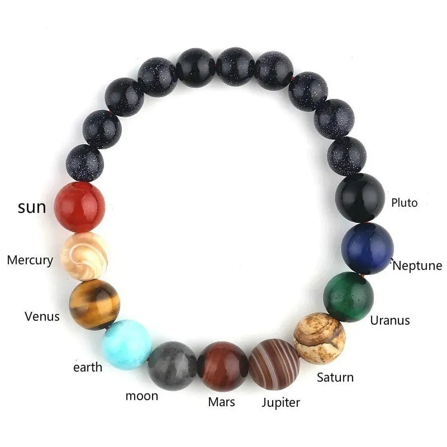 New Fashion Eight Planets Beaded Bracelet Men's Natural Stone Cosmic Yoga Chakra Solar Bracelet, Jewelry Handmade Bohemian Natural Stones Bracelet - Bellarte Enchanté New Fashion Eight Planets Beaded Bracelet Men's Natural Stone Cosmic Yoga Chakra Solar Bracelet, Jewelry Handmade Bohemian Natural Stones Bracelet