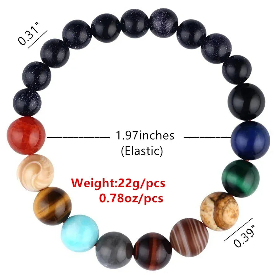 New Fashion Eight Planets Beaded Bracelet Men's Natural Stone Cosmic Yoga Chakra Solar Bracelet, Jewelry Handmade Bohemian Natural Stones Bracelet - Bellarte Enchanté New Fashion Eight Planets Beaded Bracelet Men's Natural Stone Cosmic Yoga Chakra Solar Bracelet, Jewelry Handmade Bohemian Natural Stones Bracelet