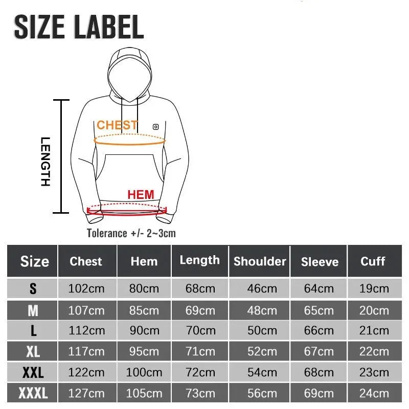 New Outdoor Electric USB Heating Sweaters Hoodies Men Winter Warm Heated Clothes Charging Heat Jacket Sportswear - Bellarte Enchanté New Outdoor Electric USB Heating Sweaters Hoodies Men Winter Warm Heated Clothes Charging Heat Jacket Sportswear