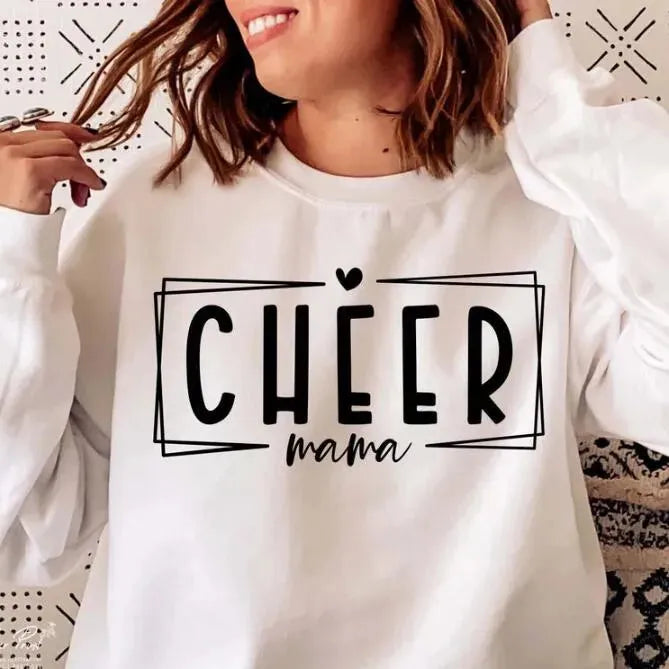 New Printed Sweater Classic Cheerleading Mom Loose Casual Loose Round Neck Top - Bellarte Enchanté New Printed Sweater Classic Cheerleading Mom Loose Casual Loose Round Neck Top